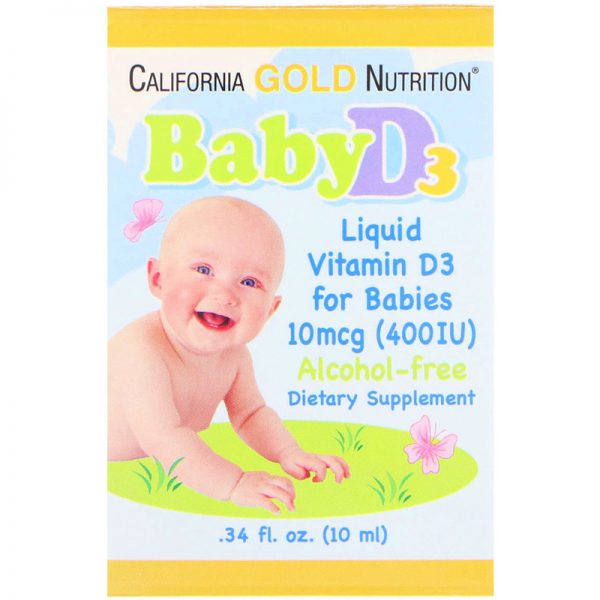 California Gold Nutrition, Baby Vitamin D3 Drops, 10 mcg (400 IU), .34 fl oz (10 ml)