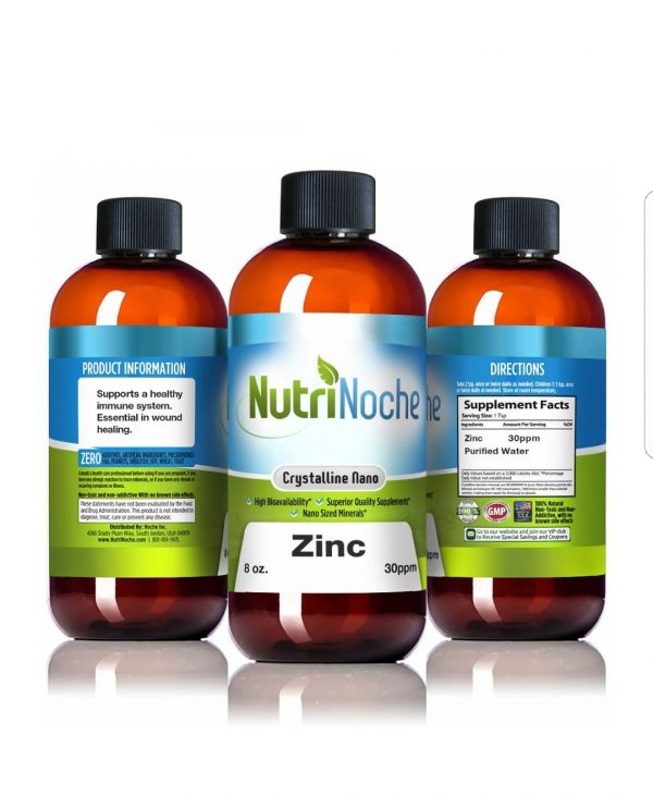NutriNoche Liquid Zinc (çinko) – Best Zinc Supplement – Colloidal Minerals – 30 PPM 8 oz Bottle – Highly Absorbable Zinc Supplement
