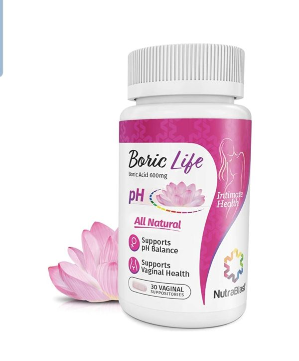 NutraBlast Boric Acid Vaginal Suppositories – 30 Count, 600mg – 100% Pure Made in USA – Boric Life Intimate Health Support (30 vaginal capsules ) b6