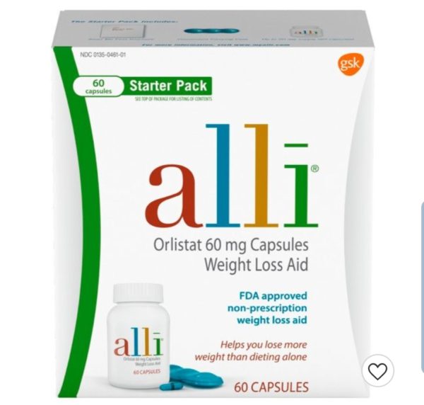 Alli Orlistat 60mg Weight Loss Aid Starter Kit Capsules – 60ct+120 capsules refill