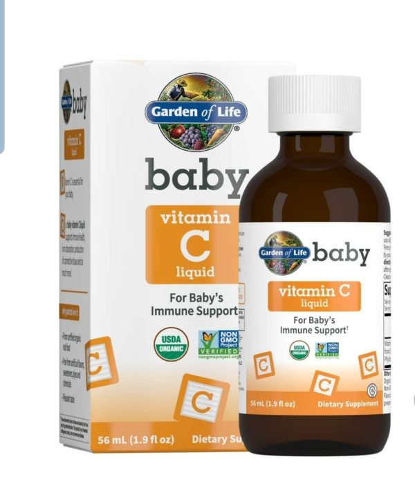 Garden of Life Baby Vitamin C Liquid for Baby’s Immune Support, Liquid Vitamin C Drops for Babies, Immune Support from Organic Amla Fruit, Non-GMO, Vegan, Gluten Free Drops, 56 mL (1.9 fl oz) Liquid