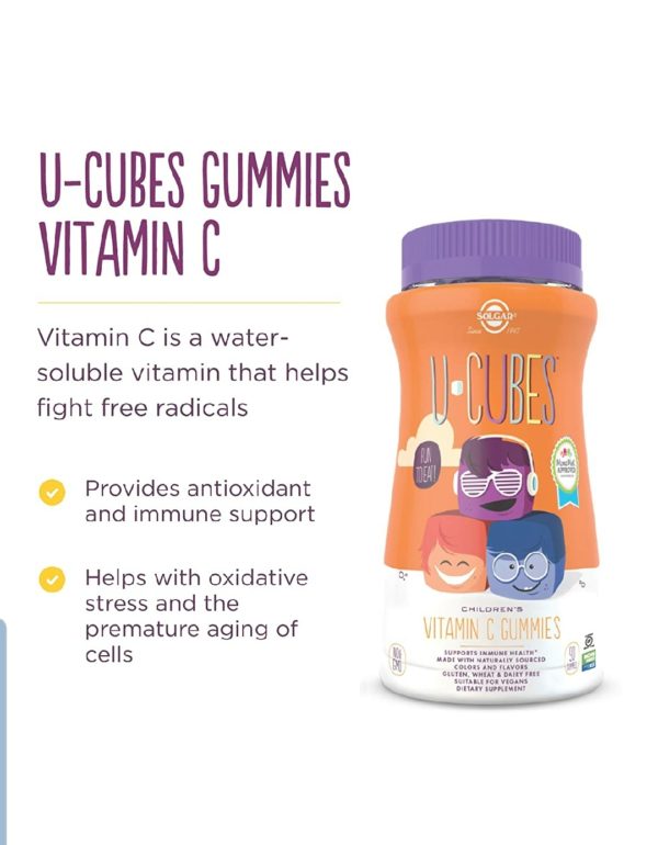 Solgar U-Cubes Children’s Vitamin C, 90 Gummies – Includes 2 Great-Tasting Flavors, Orange & Strawberry – Immune Support – For Ages 2 & Up – Non GMO, Vegan, Gluten Free, Dairy Free – 45 Servings