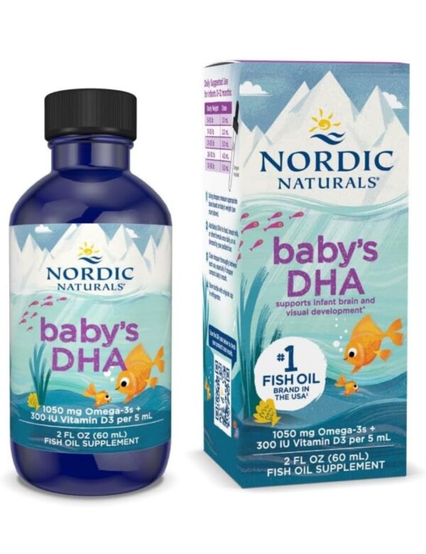 Nordic Naturals Baby’s DHA Liquid – Omegas From Arctic Cod Liver Oil Support Brain, Vision and Healthy Development, With Vitamin A and Vitamin D3,  (119 ml)