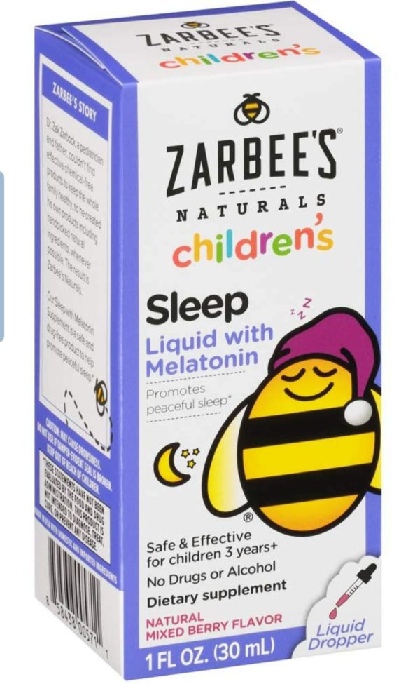 Zarbee’s Naturals Children’s Sleep Liquid with Melatonin Supplement, Natural Berry Flavor, 1 Fl Oz Bottle (30 ml)