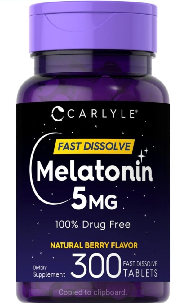 Carlyle Melatonin 5 mg Fast Dissolve 300 Tablets | Berry Flavor | Vegetarian, Non-GMO Supplement
