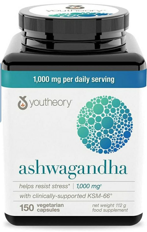 Youtheory Ashwagandha Vegetarian Capsules (150 kapsul x 2  kutu)