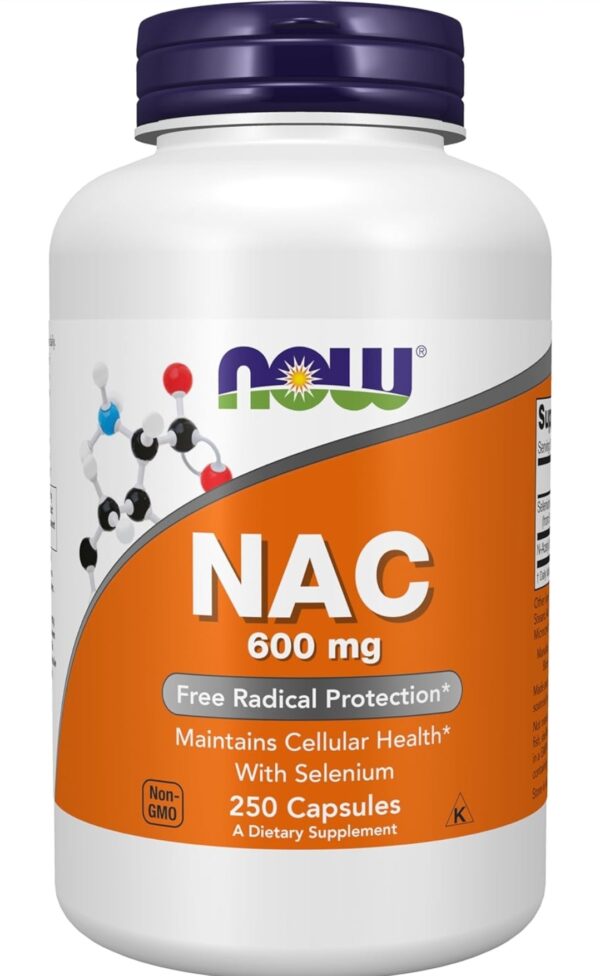 NAC NOW Supplements, NAC (N-Acetyl Cysteine) 600 mg with Selenium, 250 Veg Capsules
