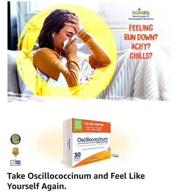 Boiron Oscillococcinum for Relief from Flu-Like Symptoms of Body Aches, Headache, Fever, Chills, and Fatigue – 30 Doses