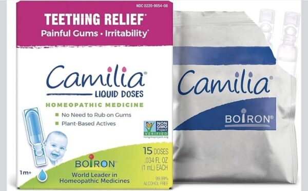 Camilia Teething Drops for Daytime and Nighttime Relief of Painful or Swollen Gums and Irritability in Babies (Homeopathic)- 15 Count (15 flakon)